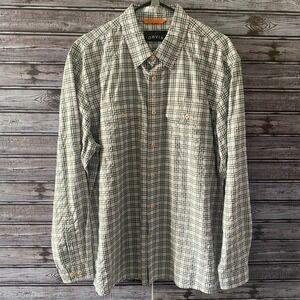 Orvis‎ Men's Long-Sleeved Button-Down Shirt Size L Plaid Tab-Sleeves